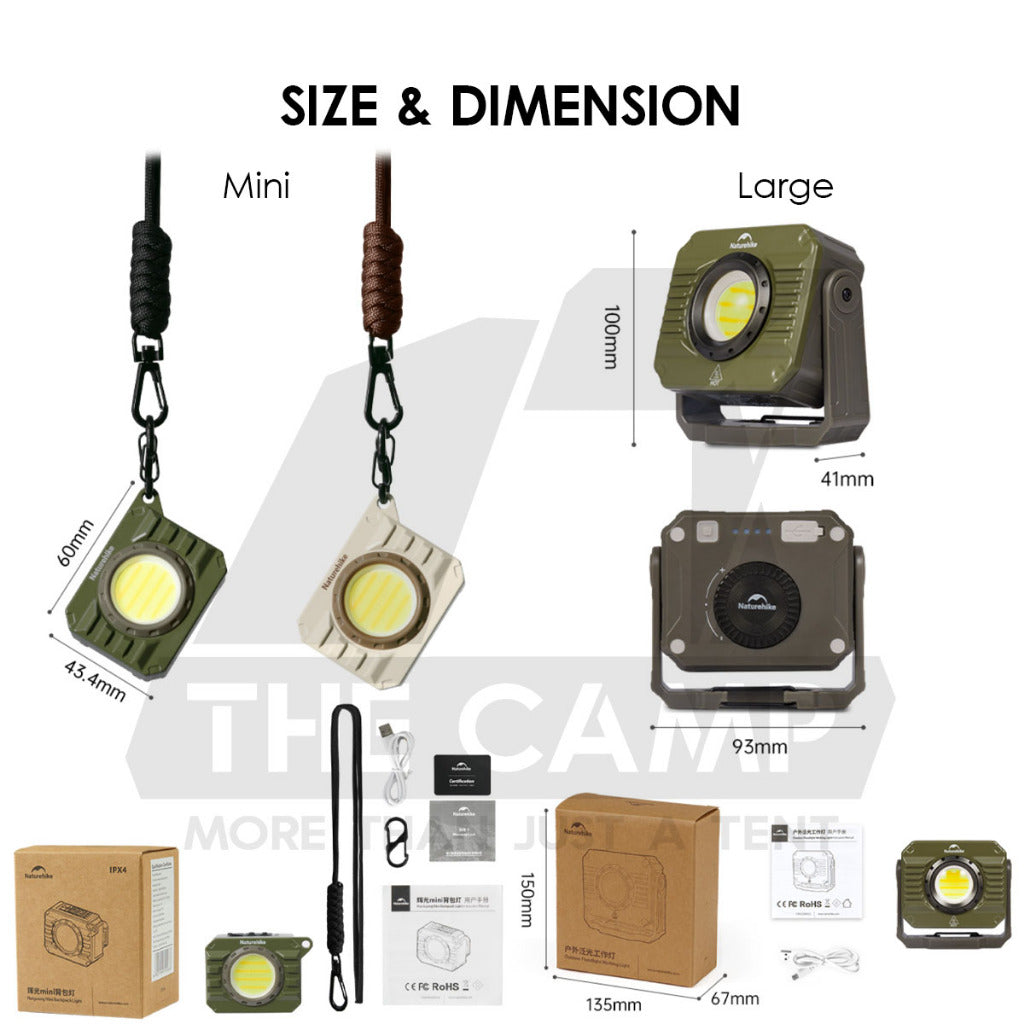 Naturehike Floodlight Lamp Large / Mini Pocket Hanging Light Outdoor Camping Lampu Spotlight CNK2300012 CNK2450ZM014