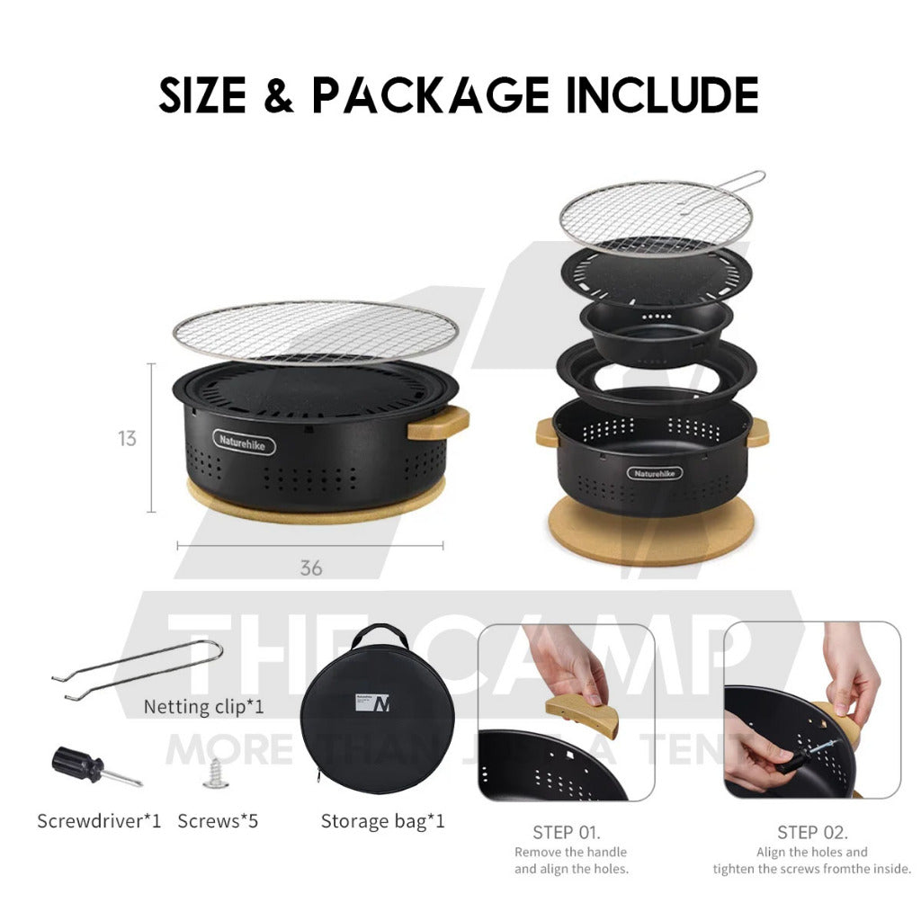 Naturehike Round Charcoal BBQ Grill Pan Fire Pit Stove Outdoor Camping Barbecue Firepit CNK2550CF010