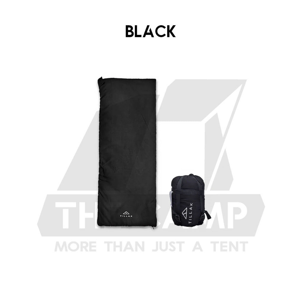 Tillak Envelope Sleeping Bag Lightweight Splashproof Washable Outdoor Camping Bed Comforter Blanket Black Double