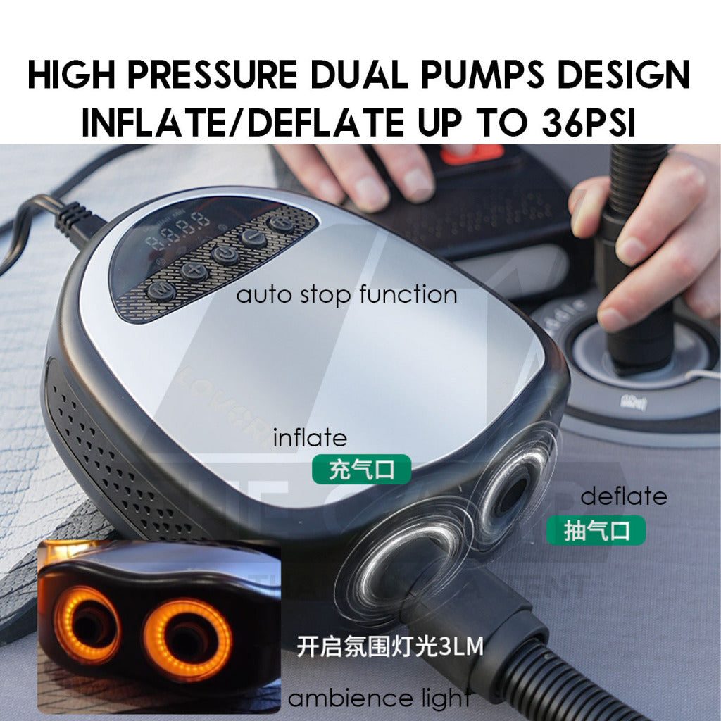 Lovork Air Pump High Pressure High Low Volumn Dual Pump Design Battery Pack Air Tent Bed SUP Boat Swimming Pool Car