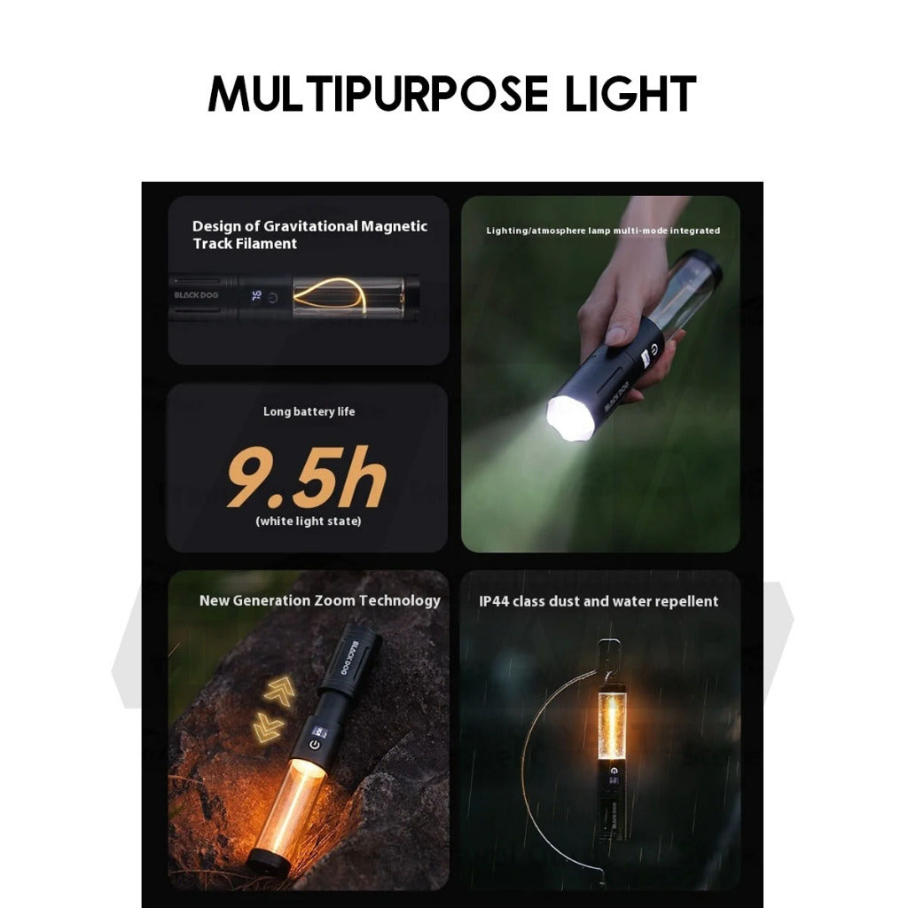 Blackdog Gravity Filament Torch Light Outdoor Camping Ambient Lamp Tripod Gravity Beam Multipurpose CBD2550ZM013