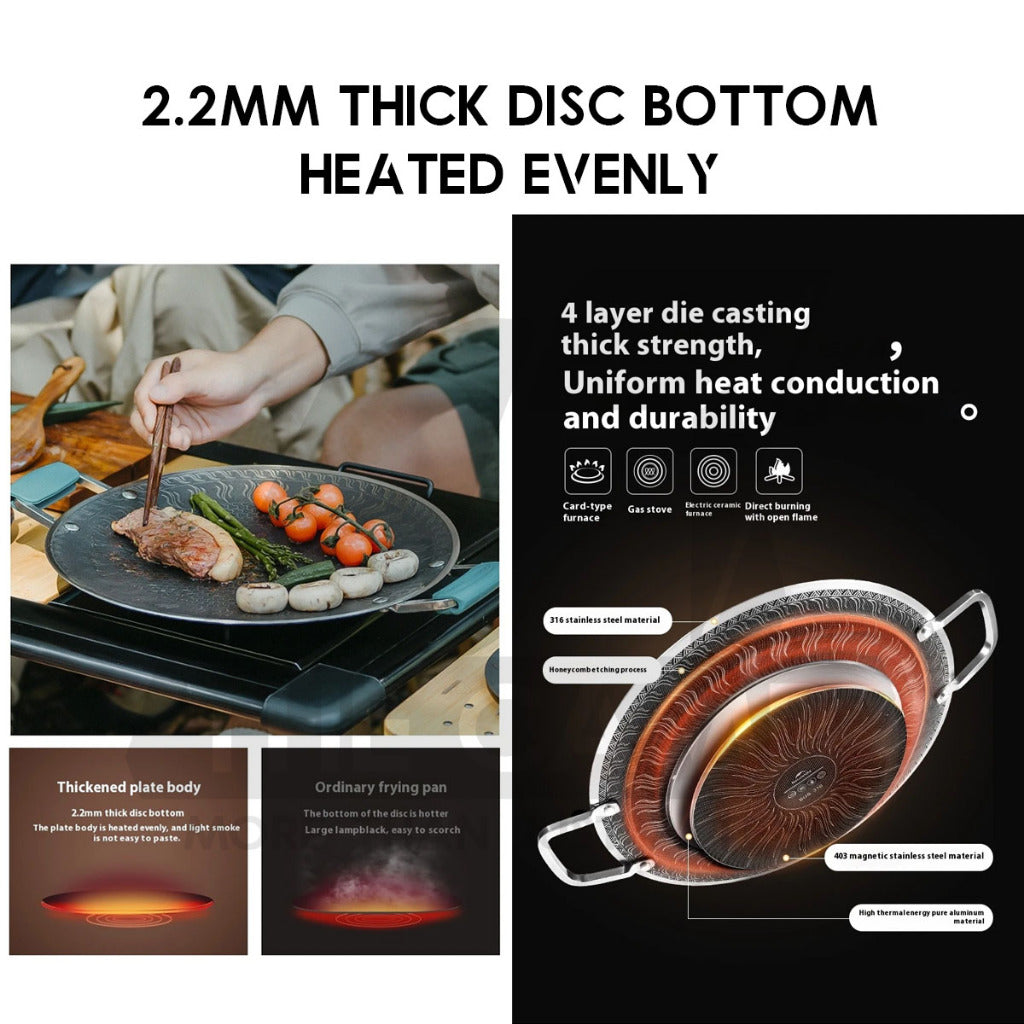 Naturehike Stainless Steel Pan Honeycomb Frying Grill BBQ Pan Non Stick Outdoor Camping Cookware Kuali CNK2550CF011