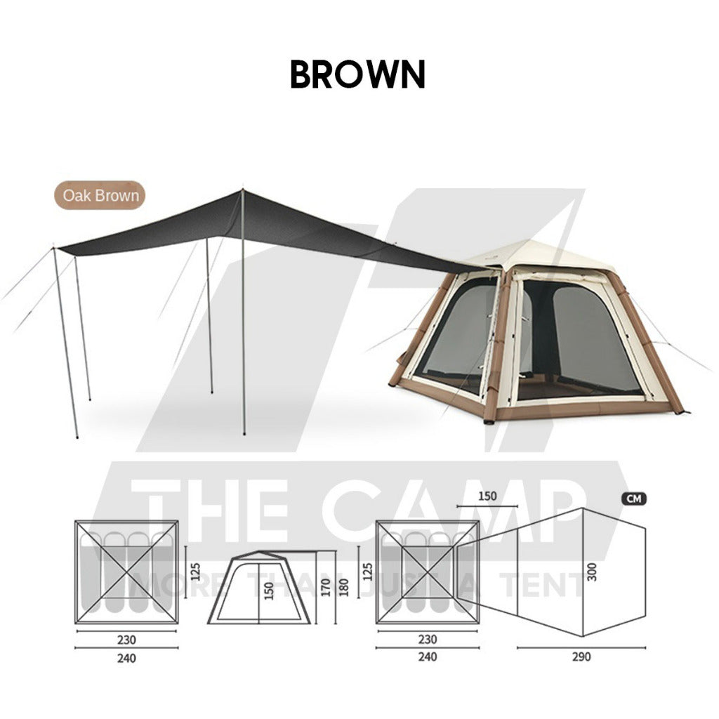 Naturehike Ango Air Pro Air Tent Built in Air Pump With Extended Flysheet 4 pax Outdoor Camping Khemah CNK2550WS017