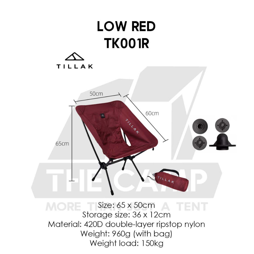 Tillak Moon Chair Low Back High Back 1000D Cordura Foldable Outdoor Camping Compact Size Kerusi Healing