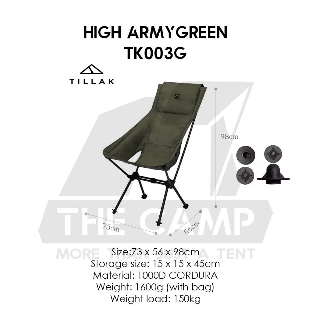 Tillak Moon Chair Low Back High Back 1000D Cordura Foldable Outdoor Camping Compact Size Kerusi Healing