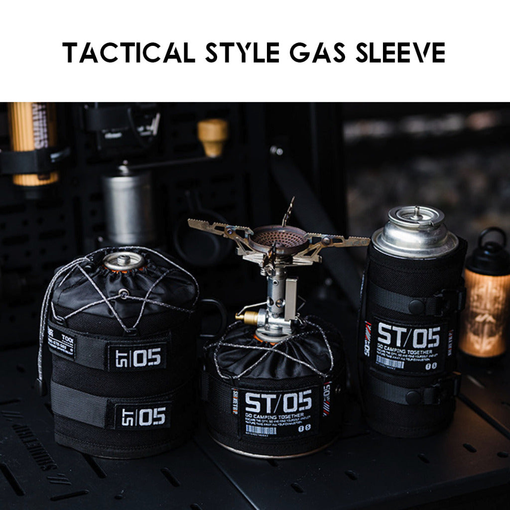 Shinetrip Tactical Gas Cover / Sleeve Outdoor Bottle Butane Protective Cover Case Black Cylinder Holder Velcro Patch