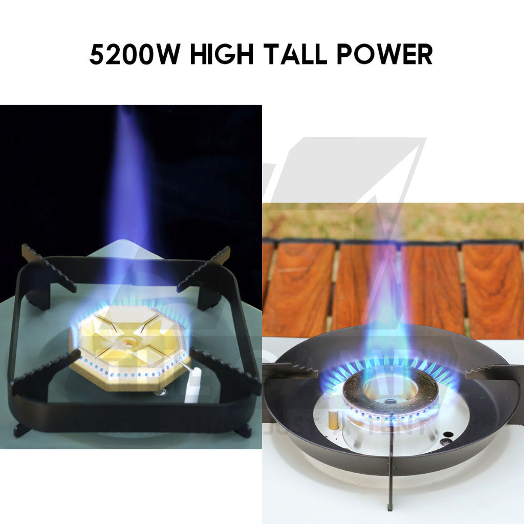 Buerk Cassette Gas Stove High Power 5.2KW Portable Cartridge Burner Furnace Outdoor Camping Picnic Windshield Black