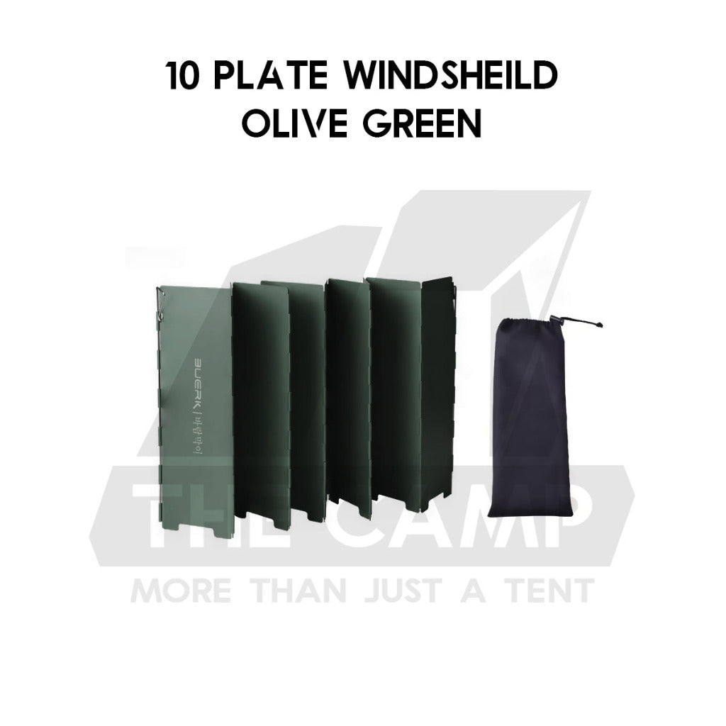 Buerk Foldable Outdoor 10 Plate Windshield Matt Oxidised Folding Camping Stove Windscreen Sheild Portable Wind Black
