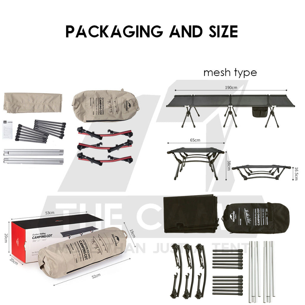 Naturehike Adjustable Height Camping Mesh Cot Foldable Sleeping Mat Outdoor Bed Mattress NH19JJ006 NH22JU028