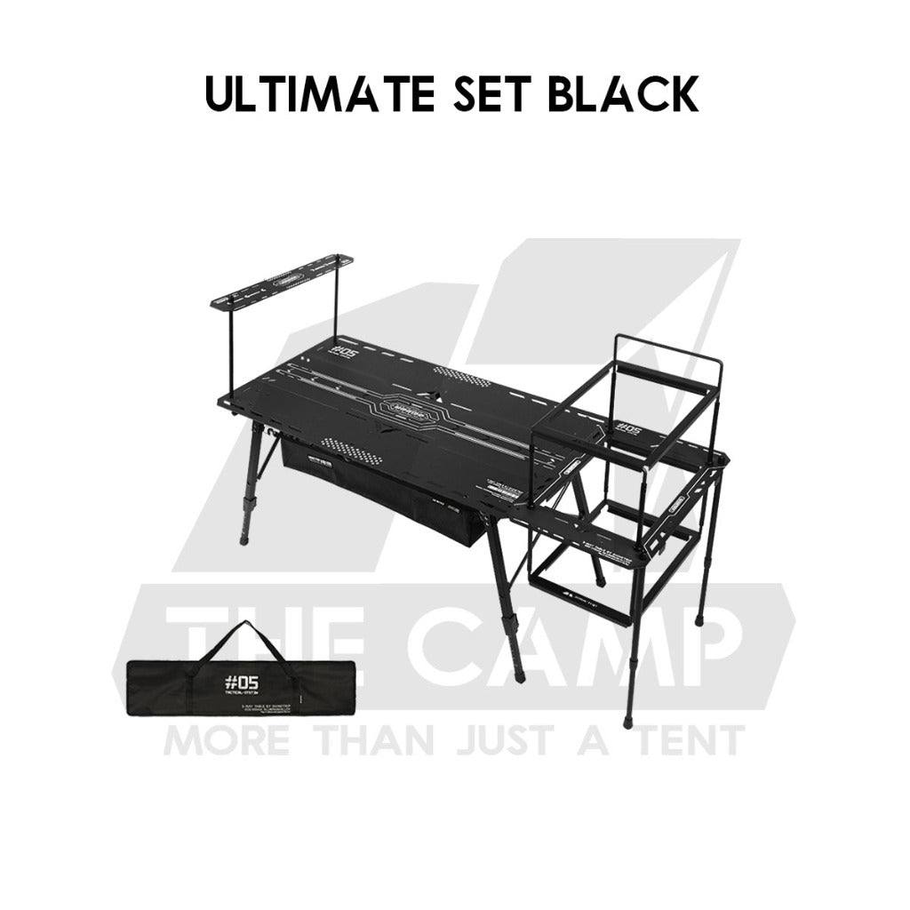 Shinetrip Starship 3 Plate Table Tactical Style IGT Expandable with Accessories Side Rack Stove BBQ Stand Meja