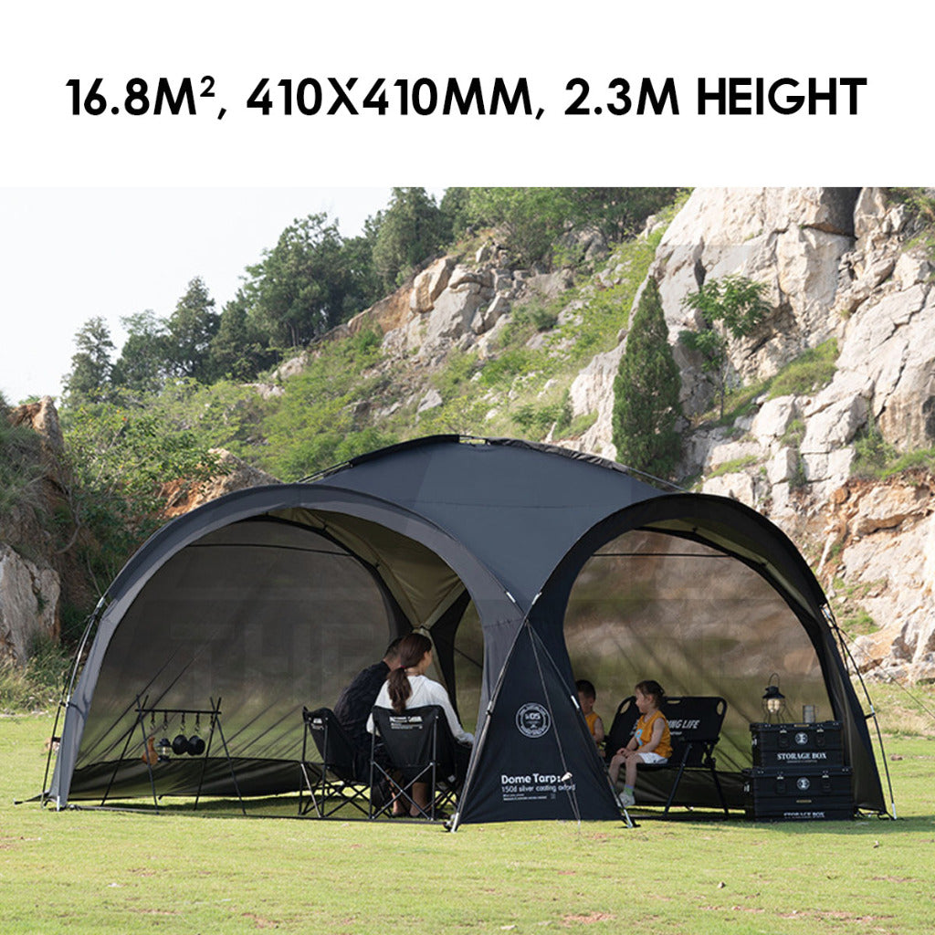 Shinetrip Dome Shelter Tarp Set Door Cloth Door Mesh Net PU3000 Silver Coated Black Anti Mosquito Tent