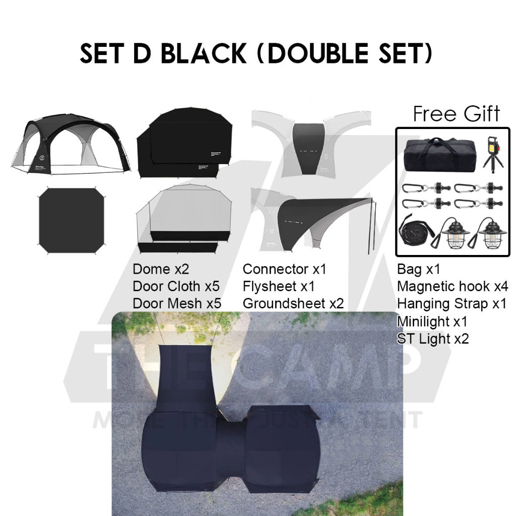Shinetrip Dome Shelter Tarp Set Door Cloth Door Mesh Net PU3000 Silver Coated Black Anti Mosquito Tent