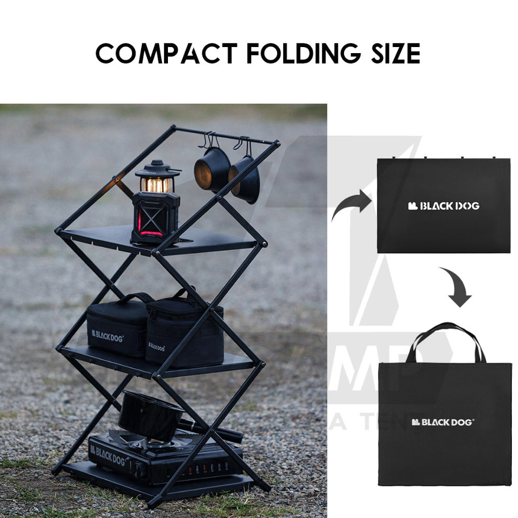 Blackdog Foldable Shelf Rack 3 Layers Outdoor Camping Portable Storage Table Stand CBD2450PJ010 CBD2450PJ020