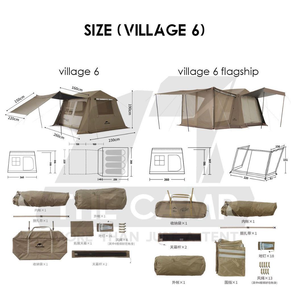 Naturehike Village 5 / 6 Flagship Automatic Tent With Flysheet Outdoor Camping Ultimate CNK2300ZP021 CNK2300ZP022