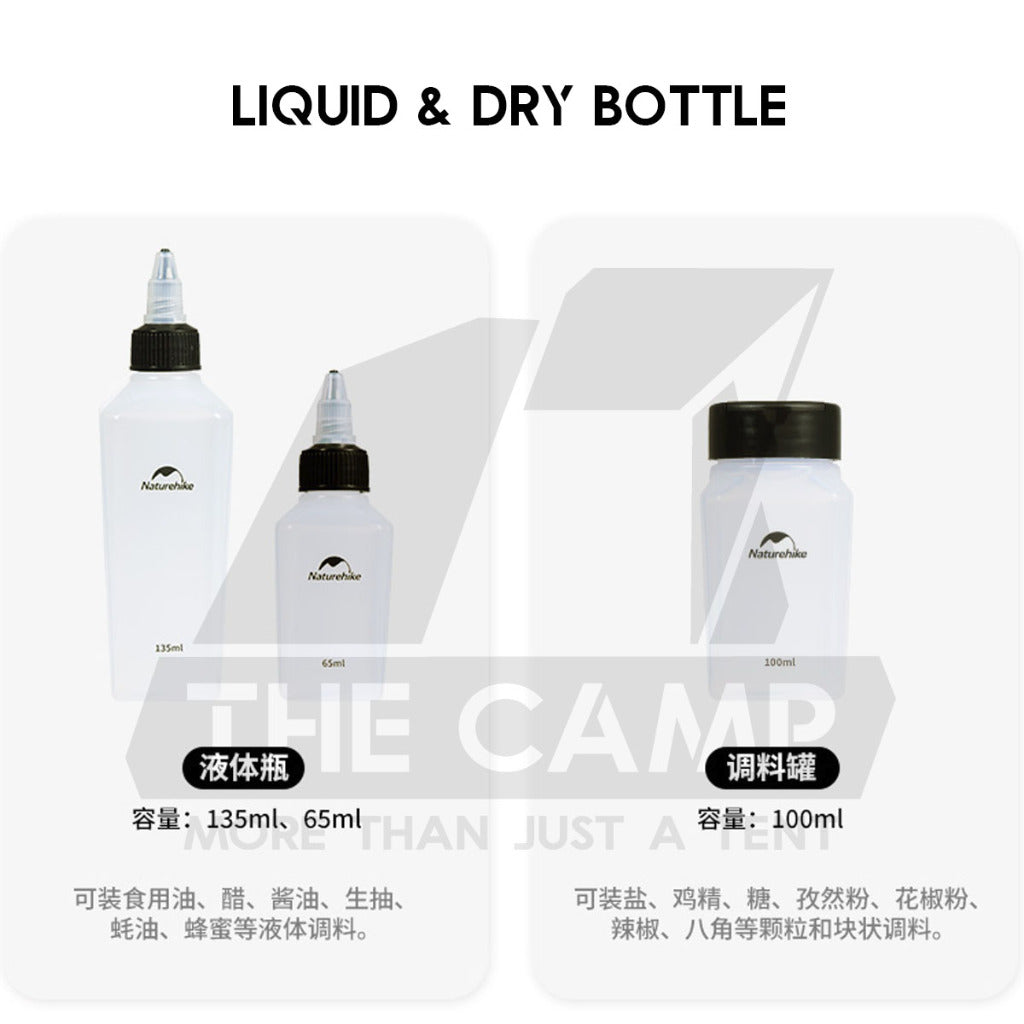 Naturehike Seasoning Set 6pcs 8pcs Oil Bottle Outdoor Camping Picnic Tableware BBQ Barbecue Condiment Bag CNH22CJ043