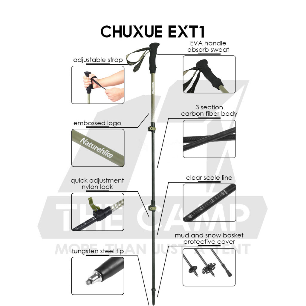 Naturehike Hiking Stick Qing Xue Base Pro Chang Feng Pro UL Chu Xue EXT1 Trekking Pole Aluminium Carbon Fiber