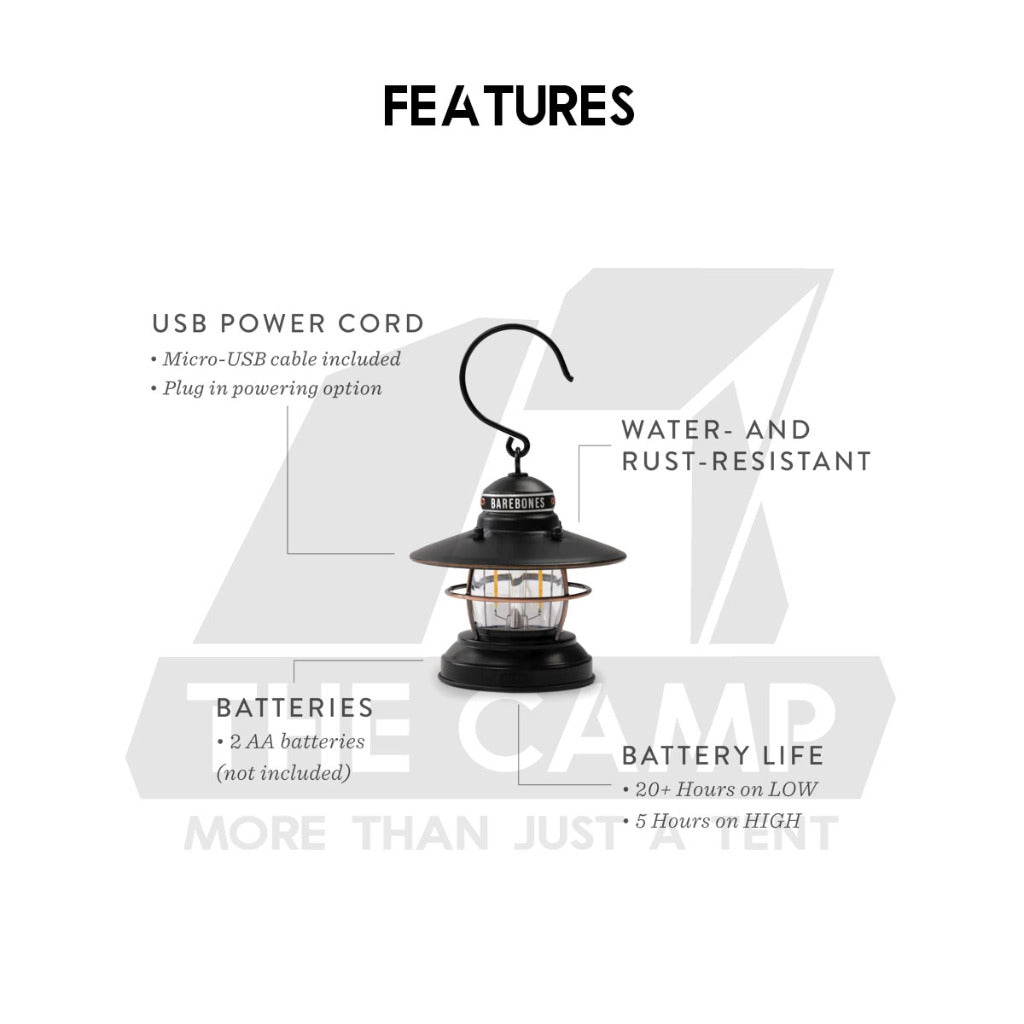 Barebones Edison Mini Lantern Light Outdoor Camping Lamp Light USB Rechargeable Lighting LED Lantern