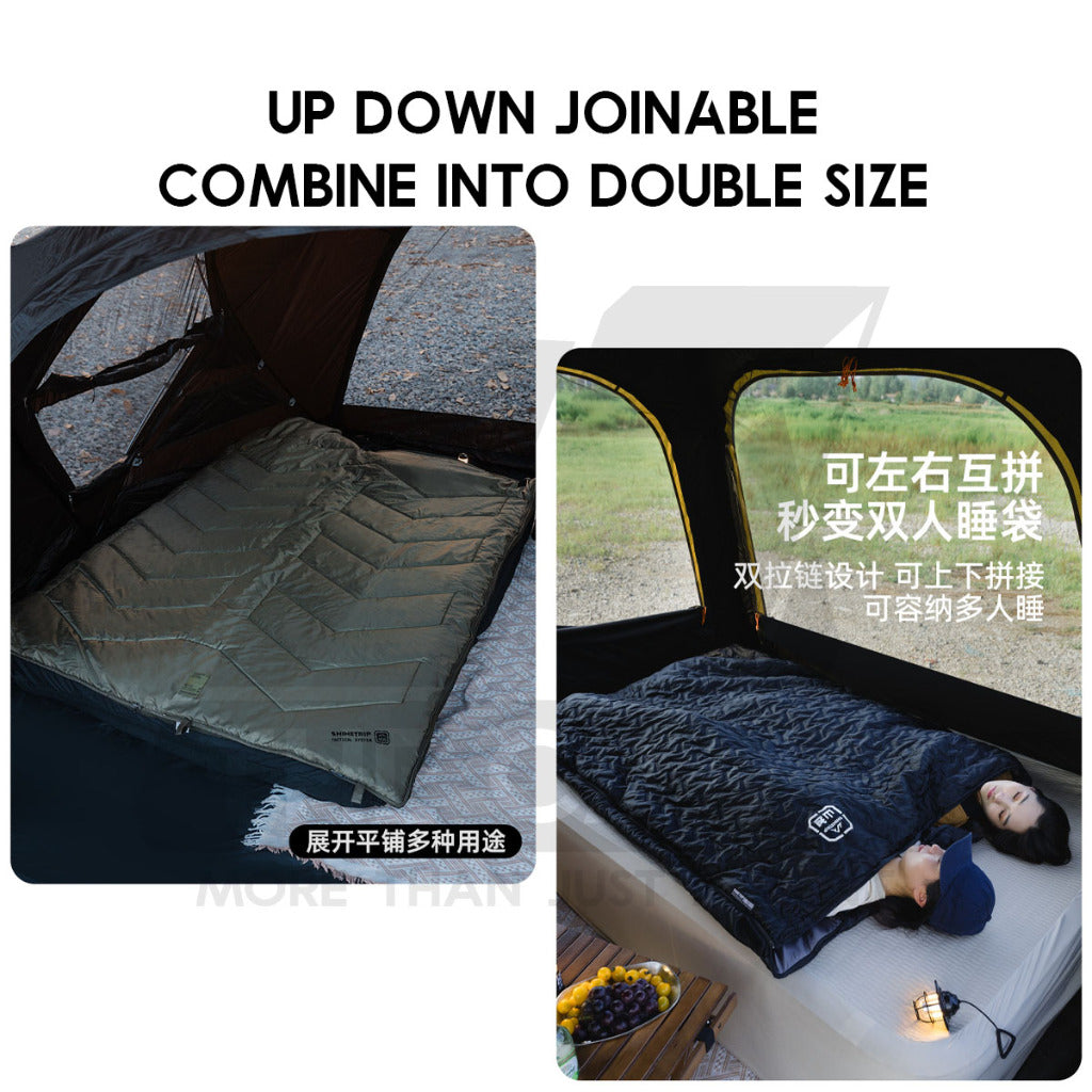 Shinetrip Ultrasonic Sleeping Bag Lightweight Hood Splashproof Washable Joinable Comforter Blanket Black Double