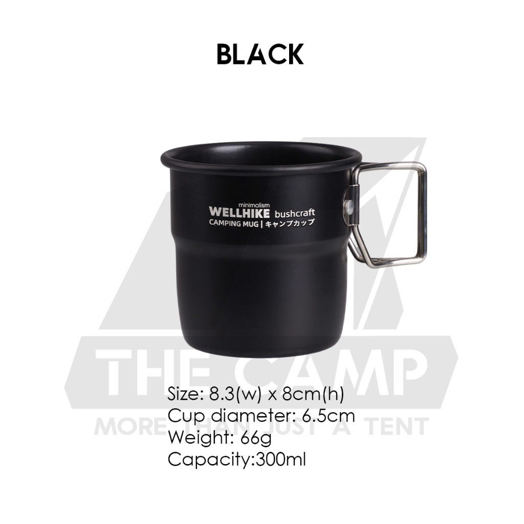 Wellhike SWS Foldable Cup 300ml with Handle Aluminium Folding Mug Outdoor Camping Cawan Anti Hot Coffee Cup