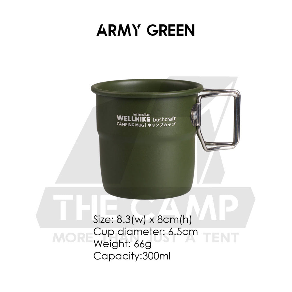Wellhike SWS Foldable Cup 300ml with Handle Aluminium Folding Mug Outdoor Camping Cawan Anti Hot Coffee Cup
