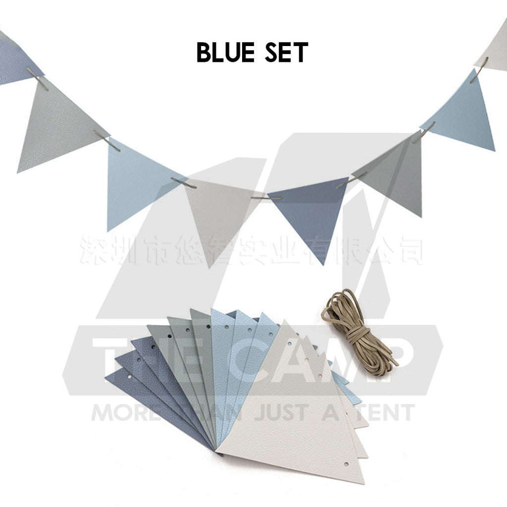 Outdoor Camping Flag PU Leather Decoration Tent Khemah Deco Triangle Equipment Flags Nail Rope Bag Pole Hanging Strap Pi