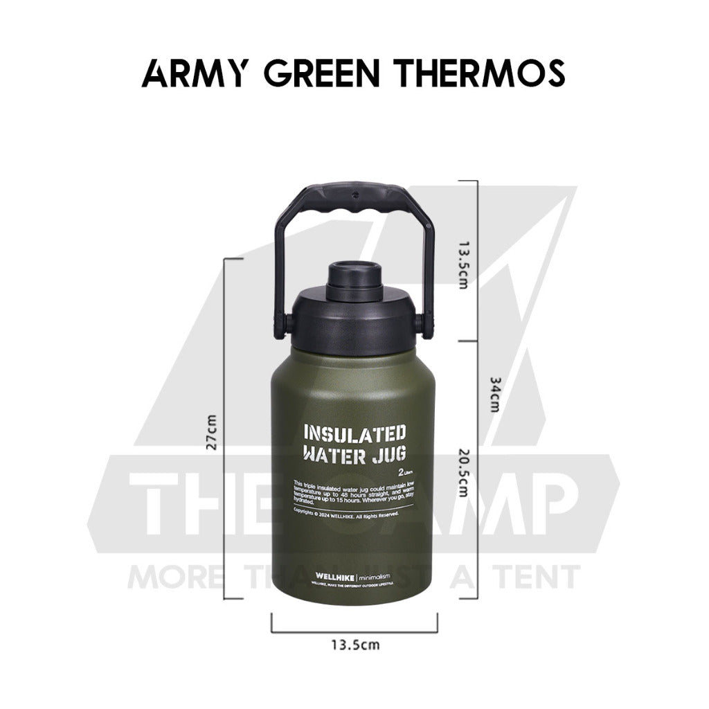 Wellhike SWS 2L Thermos Bottle Tactical Portable Outdoor Camping Travel Stainless Steel 304 Ice Bucket Case