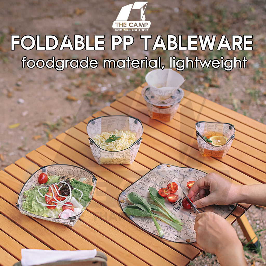 Foldable PP Tableware Folding Cup Bowl Plate Coffee Dripper Spork Cutting Outdoor Camping Foodgrade Cookware Utensils