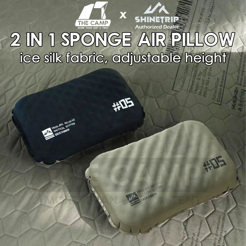 Shinetrip Sponge Air Pillow 2 in 1 Inflatable Soft Tactical Outdoor Camping Silent Soundless Inflate Travel Bed Bantal
