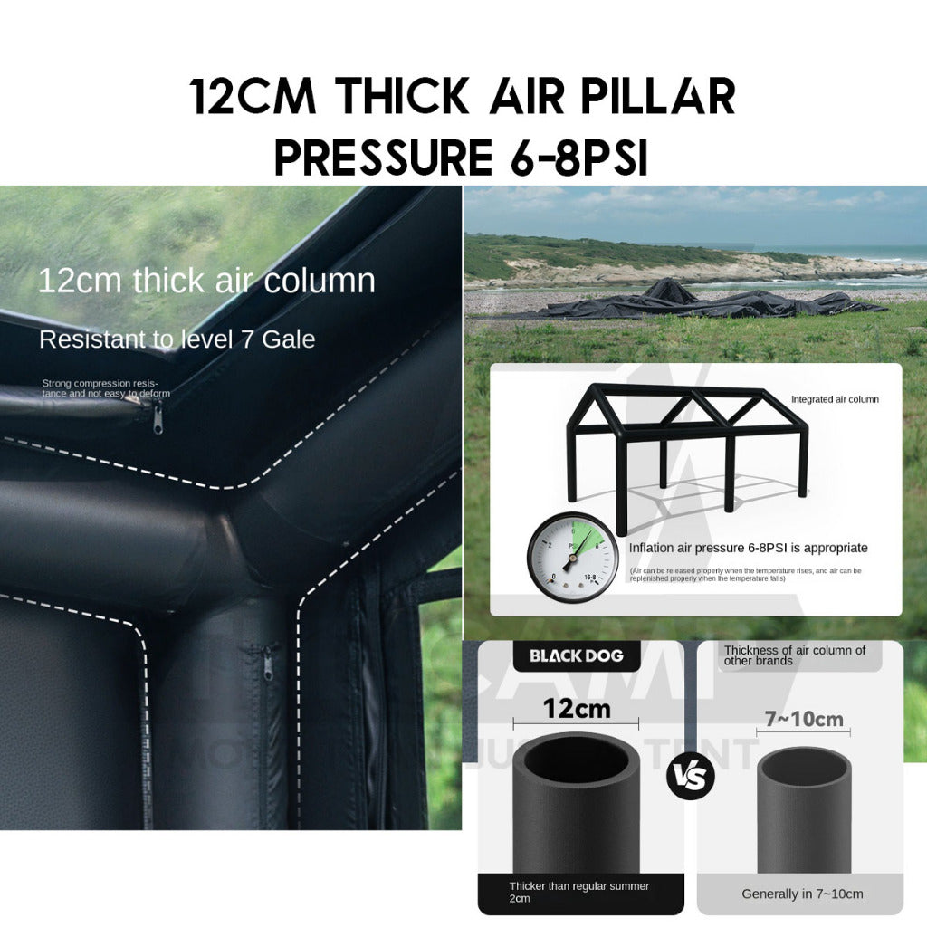 Blackdog Air Tent 500 x 400cm Large Inflatable PVC Air Pillar Outdoor Camping Black KunPeng Khemah Angin CBD2550WS012