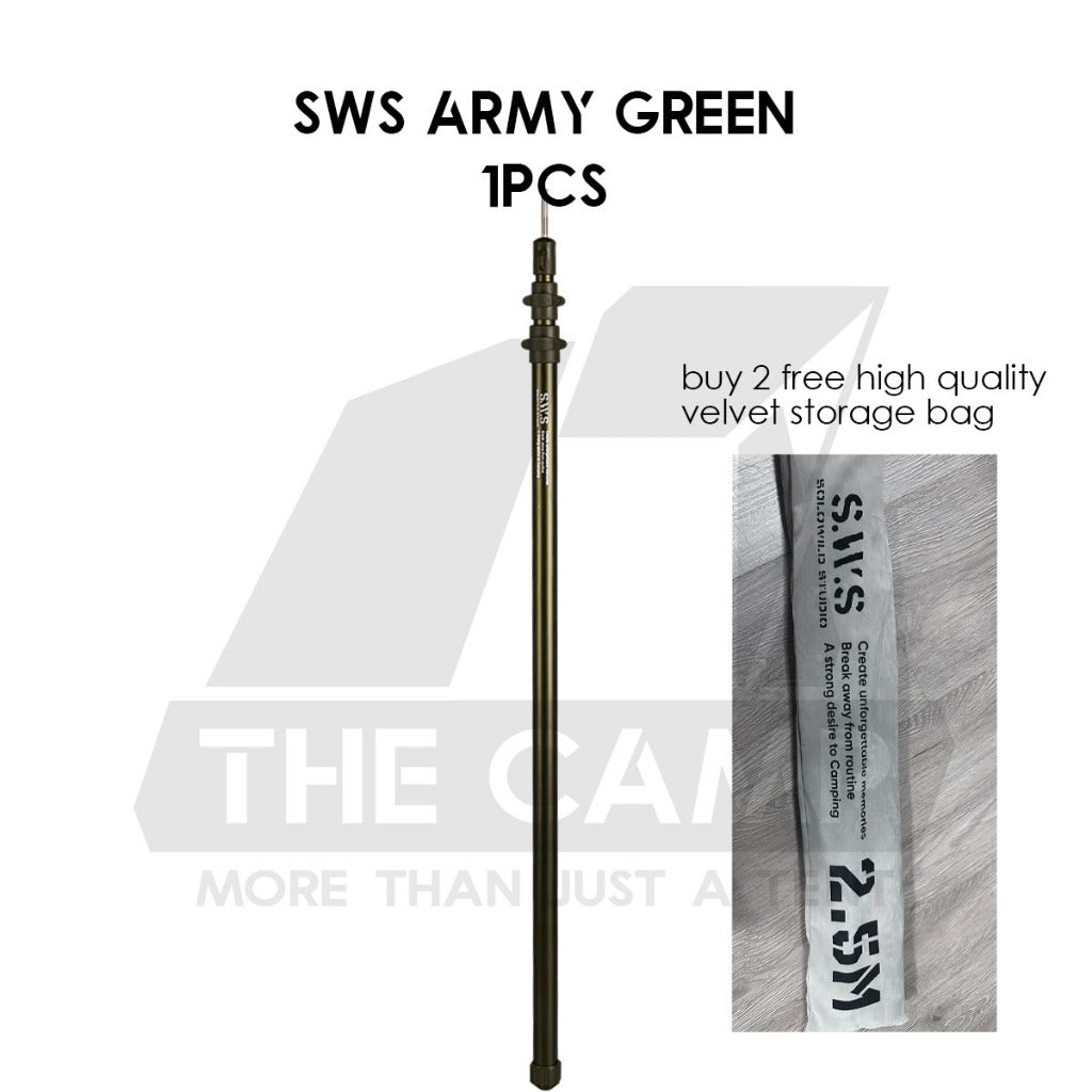 Shinetrip / SWS 2.5m Adjustable Pole Rod Quick Adjust for Flysheet Tarp Tent Camping Bag Hiking Awning Tactical Style