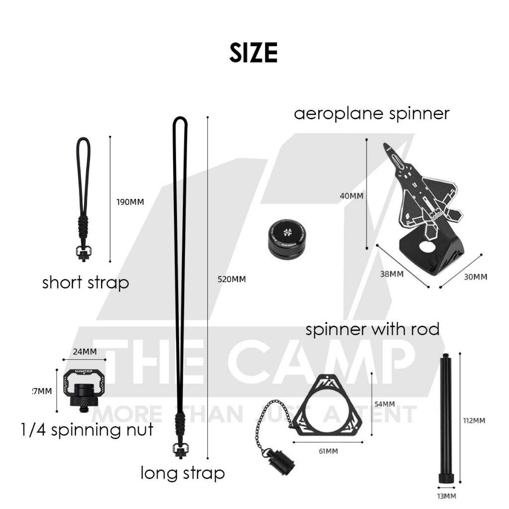 Shinetrip 19 Tornado Light Accessories Spinner Aeroplane Lamp Rod Holder 1/4 Spinning Nut Lamp Outdoor Camping Tactical