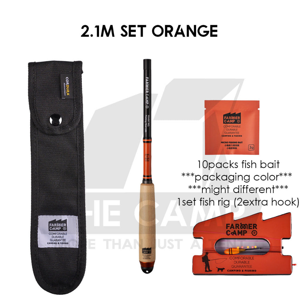 Farmer Camp Small Fishing Rod Set Outdoor Camping Fish Rod Compact Telescopic Shrimp Udang Ikan Pancing