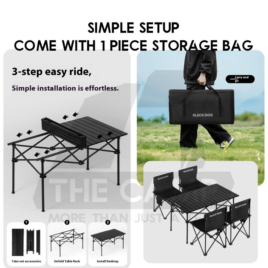 Blackdog Table Chair Set 1 Table 4 Chairs Carbon Steel Outdoor Camping CBD2550JJ037
