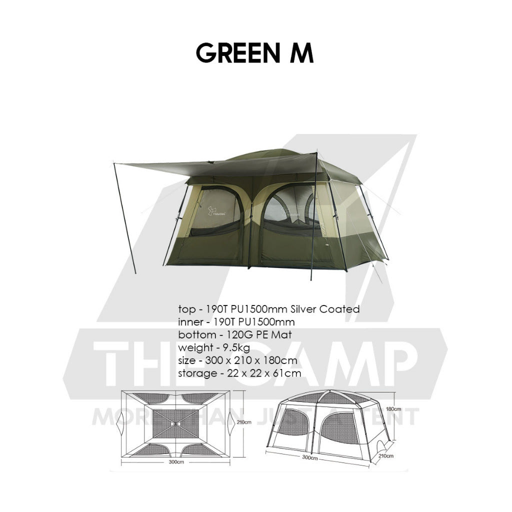 Vidalido An Saan Tent M / PRO Outdoor Camping Manual PU1500mm Family Villa Silver Coating Khemah Unta Camel