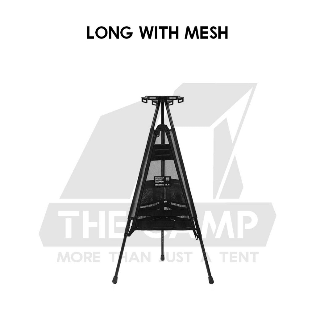 Shinetrip Triangle Stand Side Coffee Table Rack with Bag Mesh Adjustable Height Lamp Pole Outdoor Camping