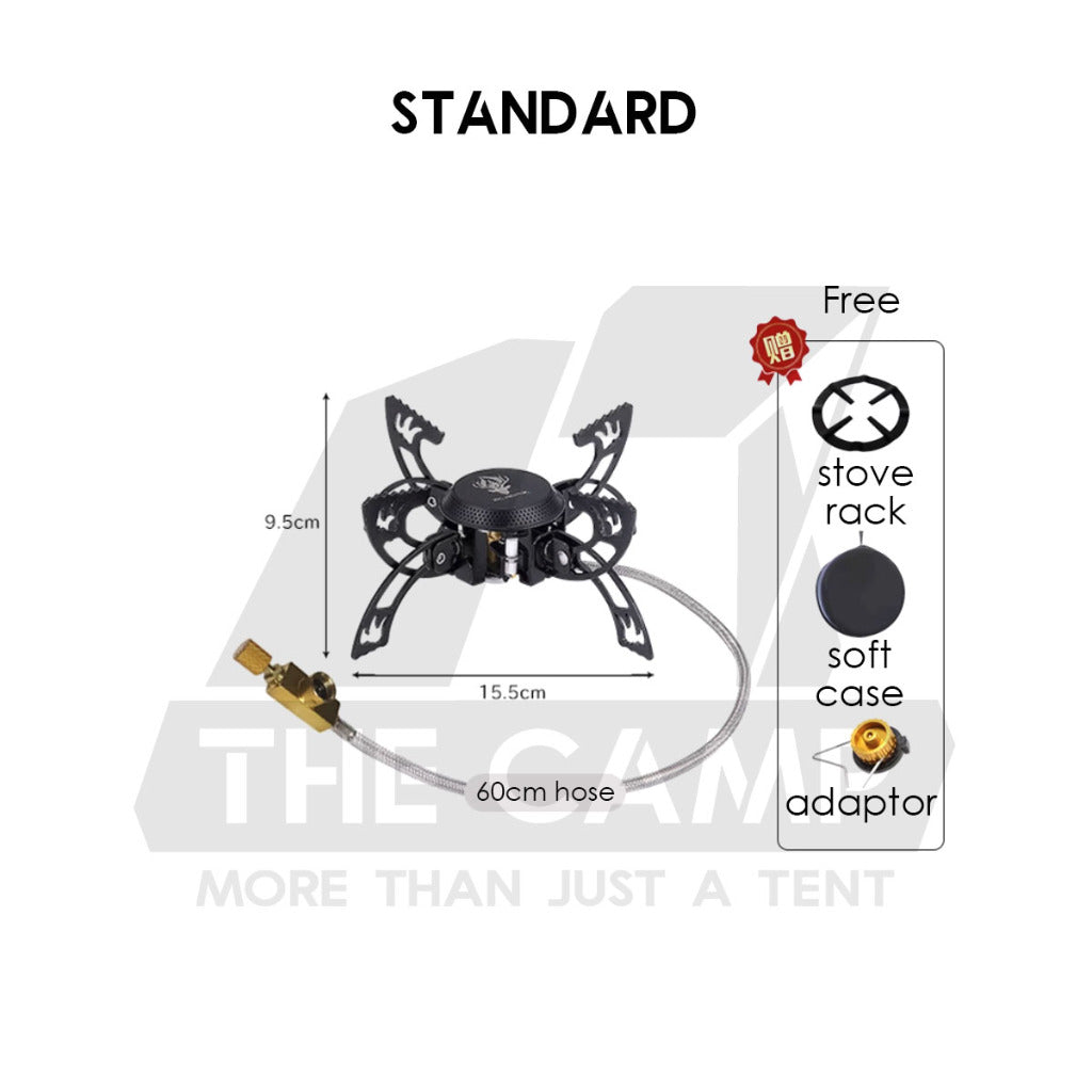 Buerk UFO Foldable Stove Portable Windproof 3800W Transformer Type Spider Tactical Style Black Dapur Khemah