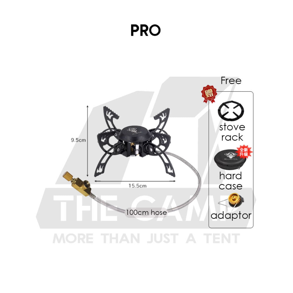 Buerk UFO Foldable Stove Portable Windproof 3800W Transformer Type Spider Tactical Style Black Dapur Khemah