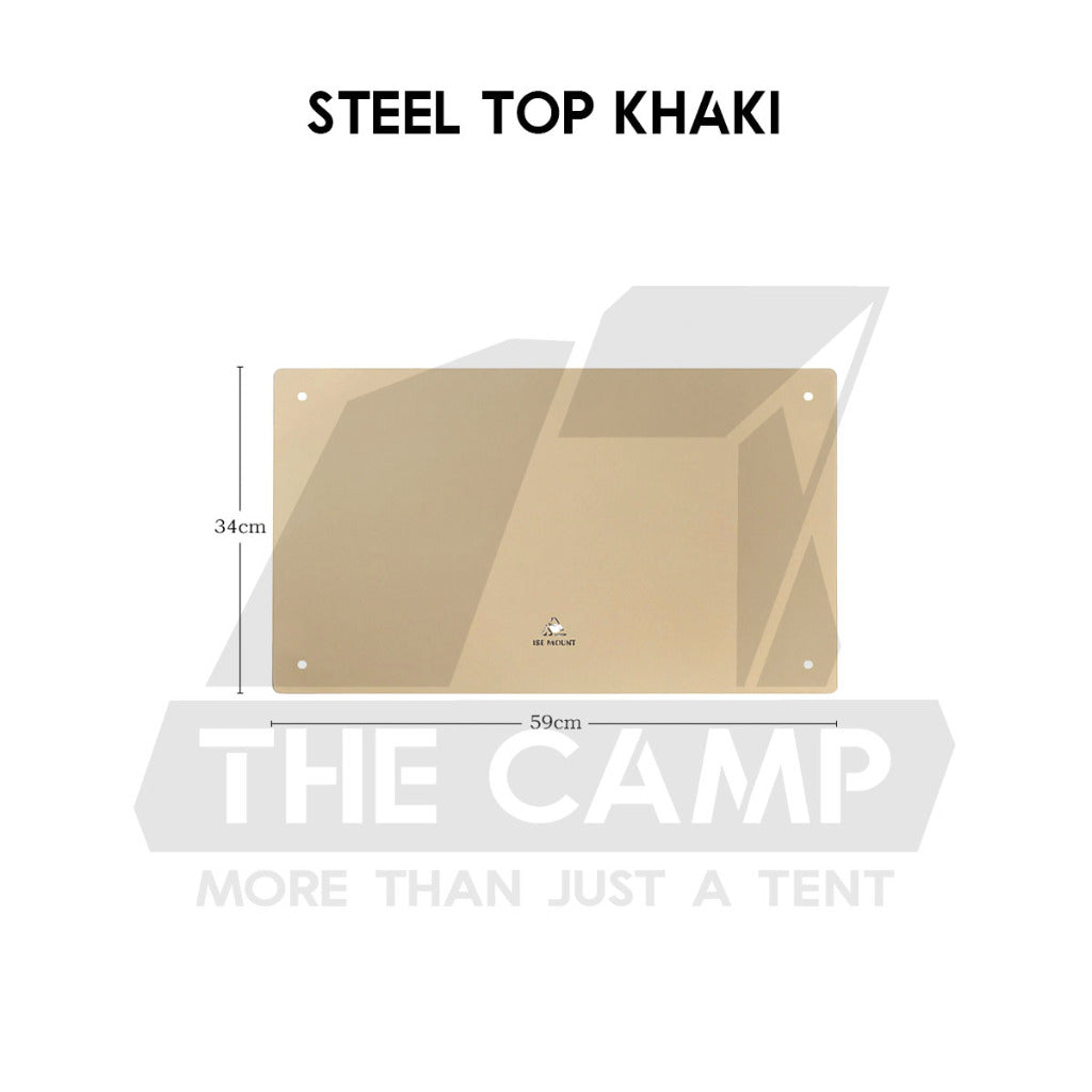 Iron Steel Mesh Camping Rack Table Foldable Portable Stacking Storage Rack Bamboo Wood Top Picnic Outdoor