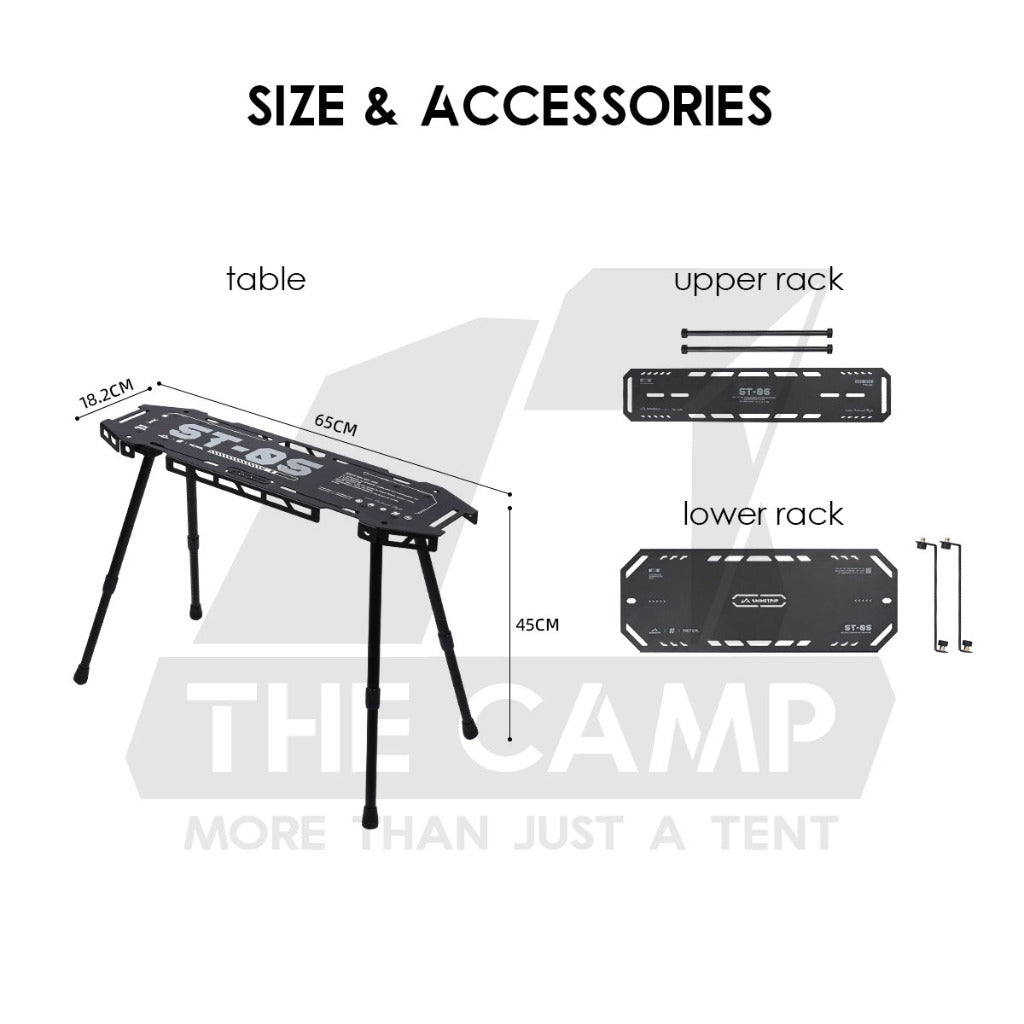 Shinetrip Skateboard Rack Table ST05 Tactical IGT Series Folding Table Shelf Storage Aluminum Alloy Meja Rak Khemah