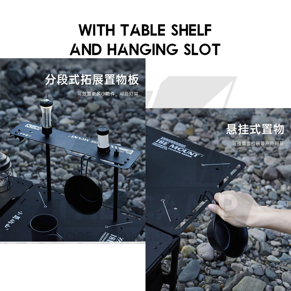 Tactical Table Set Field Office Outdoor Camping Black with Rack Aluminium Alloy Light Weight Compact Suitcase Helinox