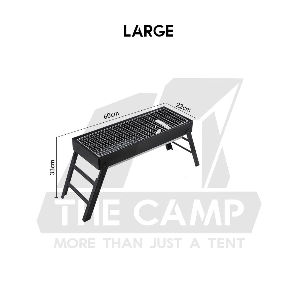 Portable Foldable BBQ Rack Grill Outdoor Camping Charcoal BBQ Stand Black Accessories Brush Skewer Seasoning Bottle