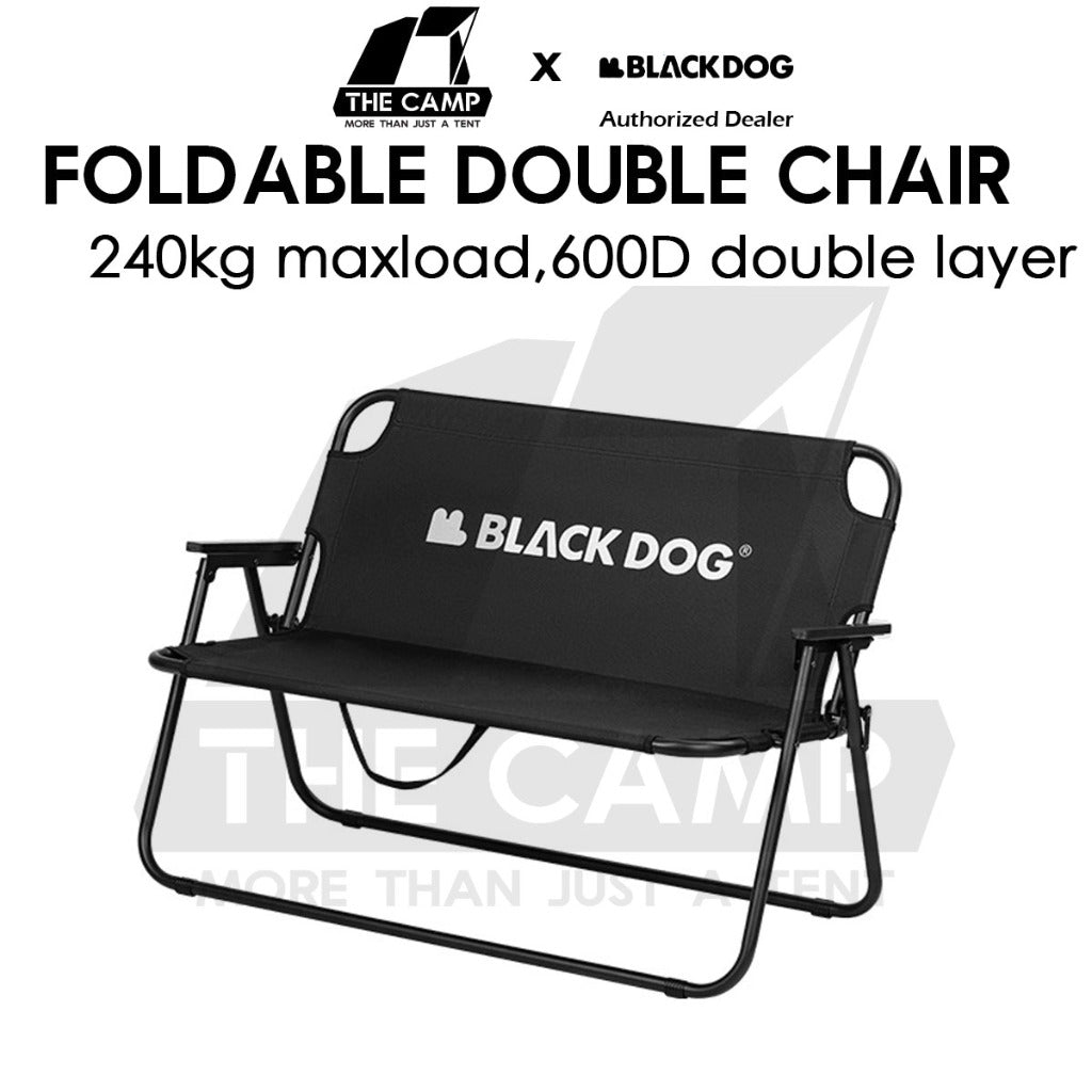 Blackdog Double Chair Foldable Camping Folding Chair Seat Outdoor Full Black Tent Flysheet CBD2450JJ041