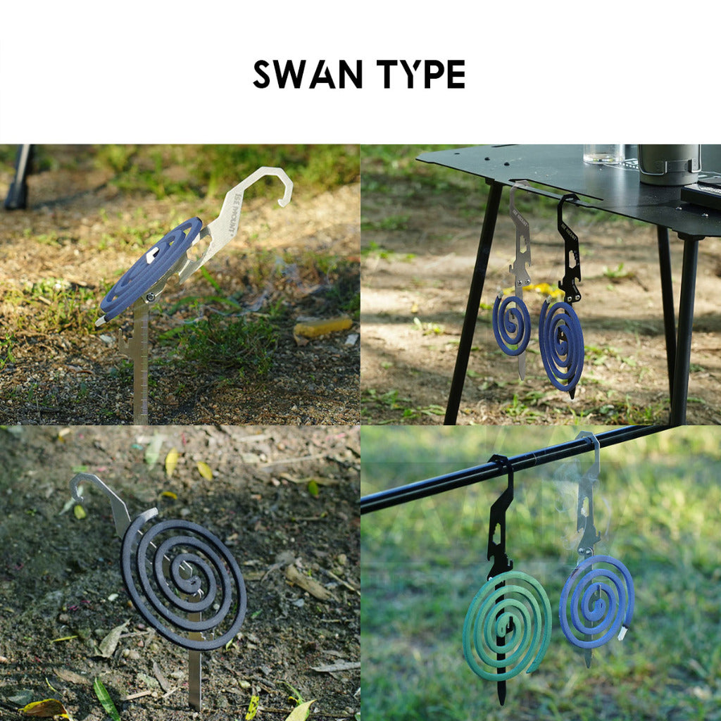 Outdoor Camping Hexagon Mosquito Coil Rack Holder with Hanging Hook Ring Standing Repellent Incense Tent Khaki Black