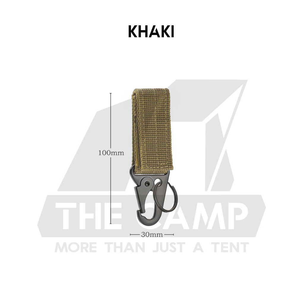 Tactical Keychain Nylon Canvas Men Belt Velcro Outdoor Camping Carabiner Key Hook Black Khaki Army Green