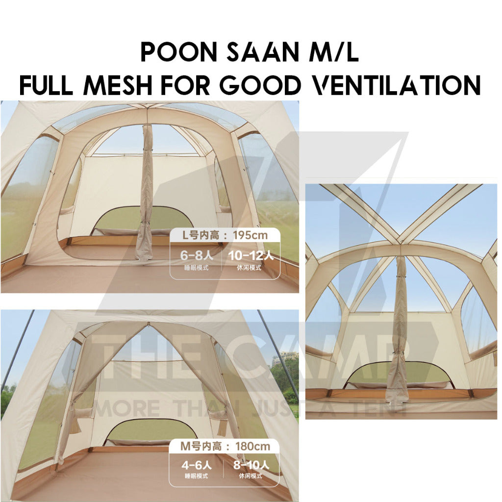 Vidalido Poon Saan Tent Outdoor Camping Two Rooms Three Living Hall Room Manual Tent Black Large & Medium
