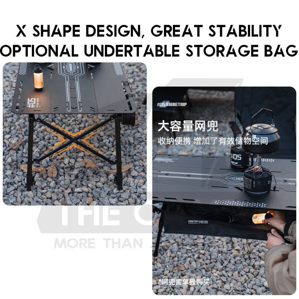 Shinetrip Starship 3 Plate Table Tactical Style IGT Expandable with Accessories Side Rack Stove BBQ Stand Meja