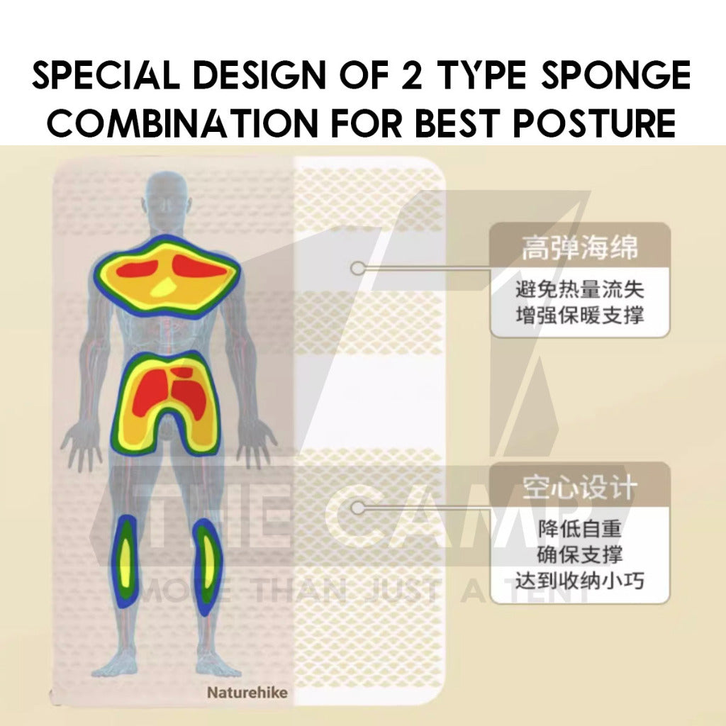 Naturehike Sponge Bed 6.5cm Mattress Auto Inflate Inflatable Pad Tilam YuGu C6.5 CNK2300WS012
