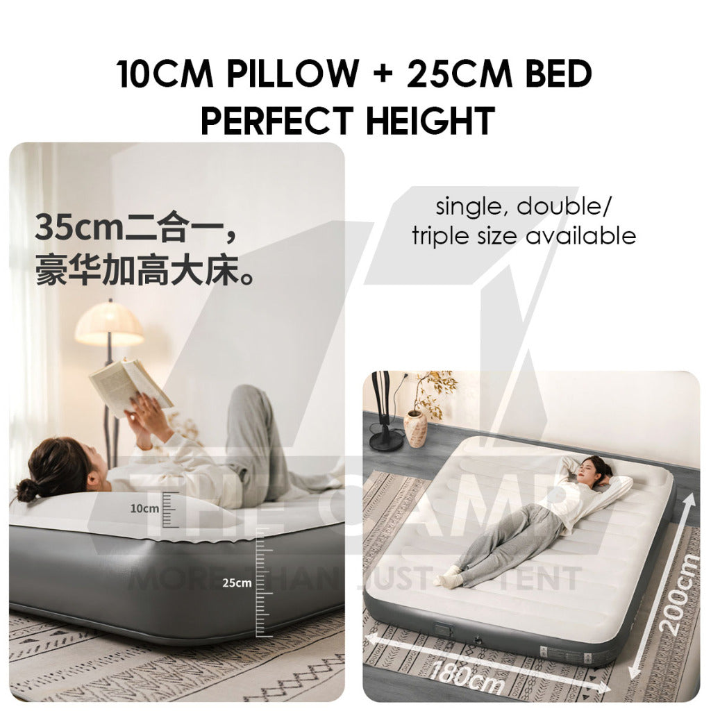 Naturehike Inflatable Air Bed 25cm Built In Pillow with Pump Mattress Single Double Triple King Tilam Angin CNK2450WS040