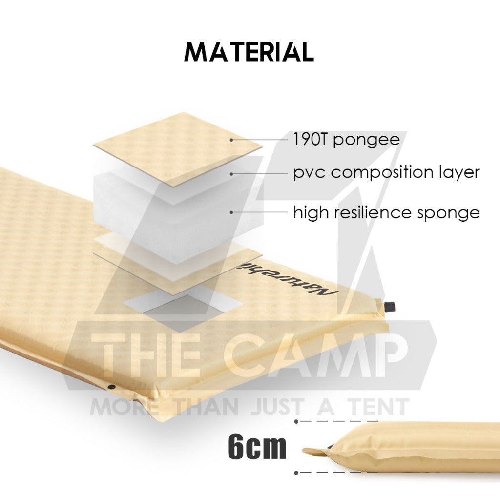 Naturehike Sponge Bed with Pillow Auto Inflate 6cm Joinable Outdoor Camping Mattress Inflatable Pad Tilam CNK2300DZ014
