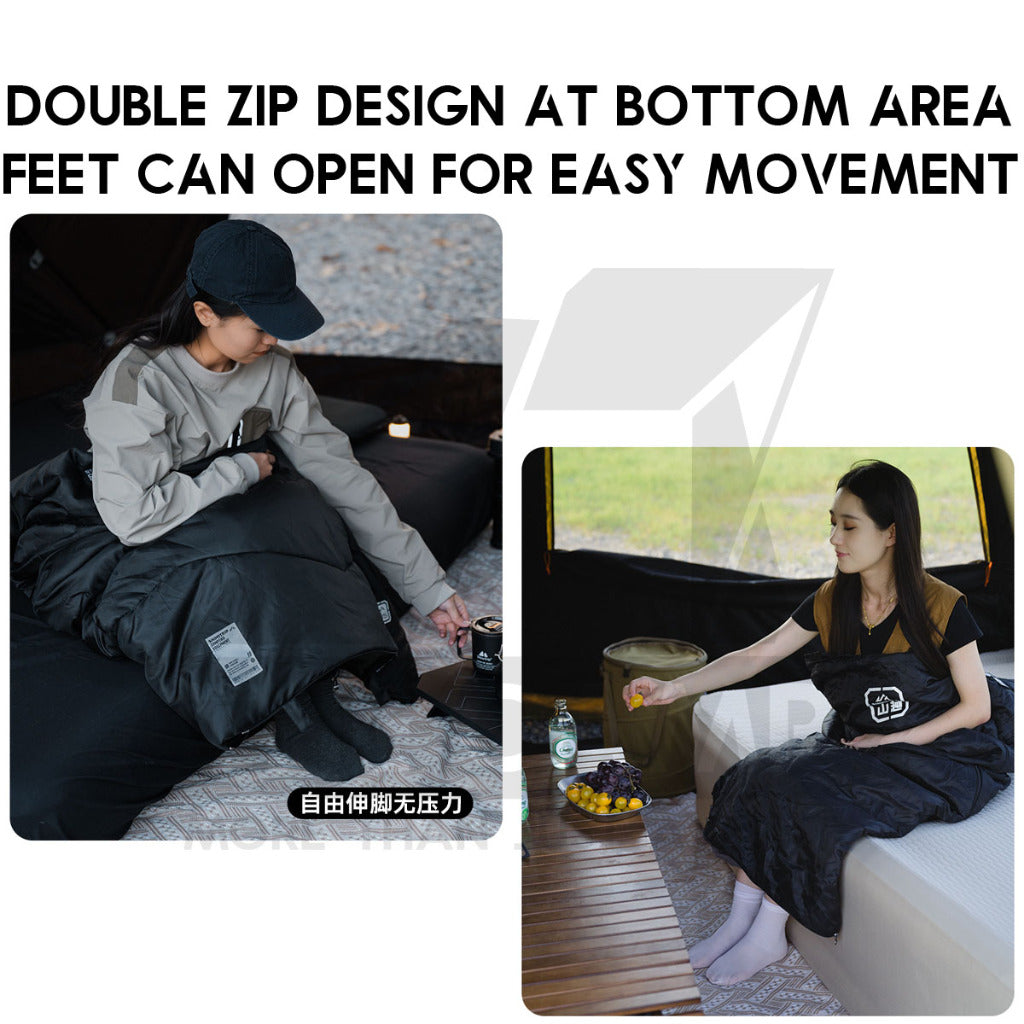 Shinetrip Ultrasonic Sleeping Bag Lightweight Hood Splashproof Washable Joinable Comforter Blanket Black Double